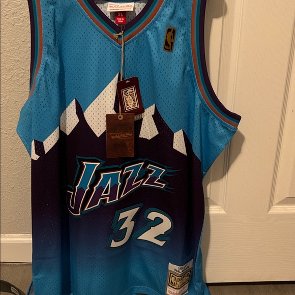 Mitchell & Ness Blue and Purple Jazz Jersey - Picture 1 of 2